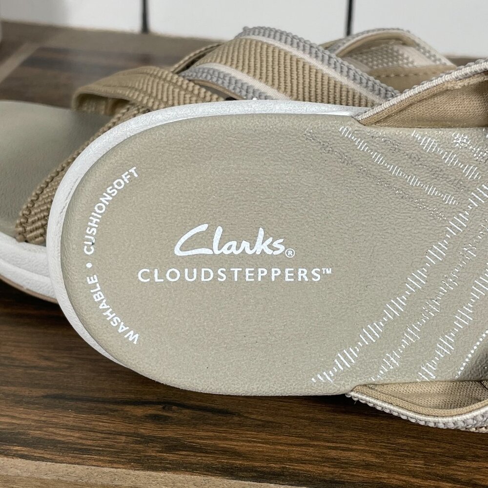 Clarks Mira Isle Shoes Womens Size 7.5 Sand Cloudsteppers Slide Sandal - Picture 12 of 14